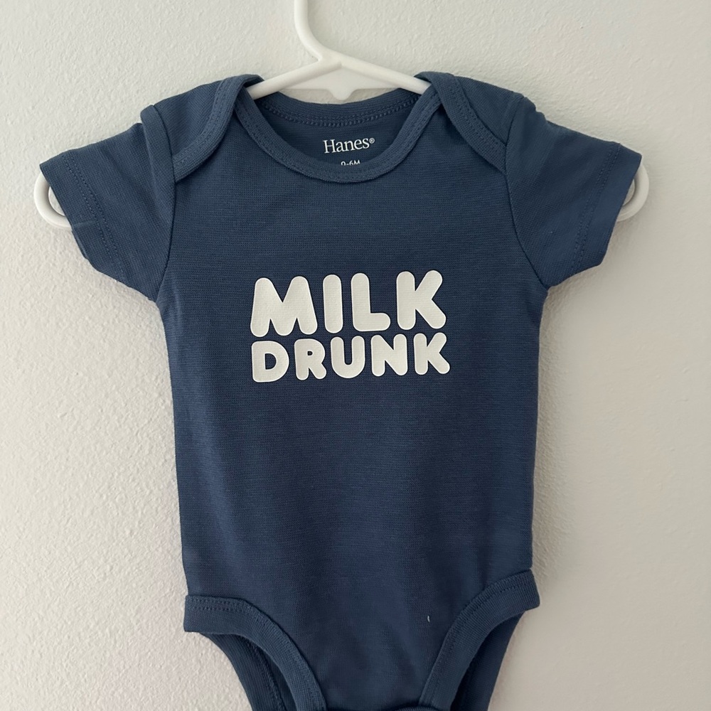 Hanes Navy 'Milk Drunk' Baby Bodysuit